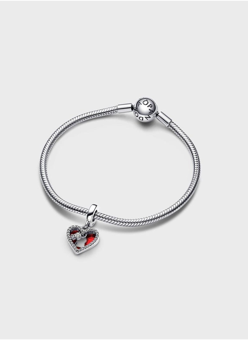 PANDORA Red Heart & Keyhole Double Dangle Charm  - Image 3