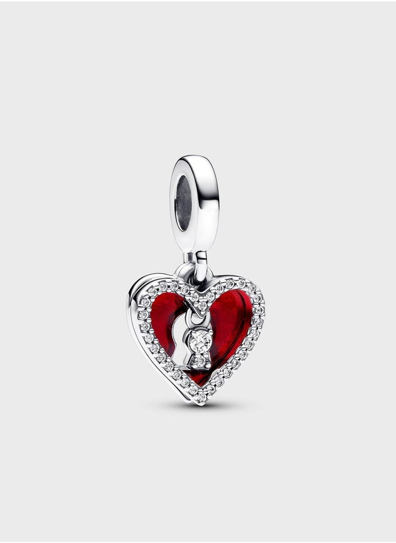PANDORA Red Heart & Keyhole Double Dangle Charm  - Image 1