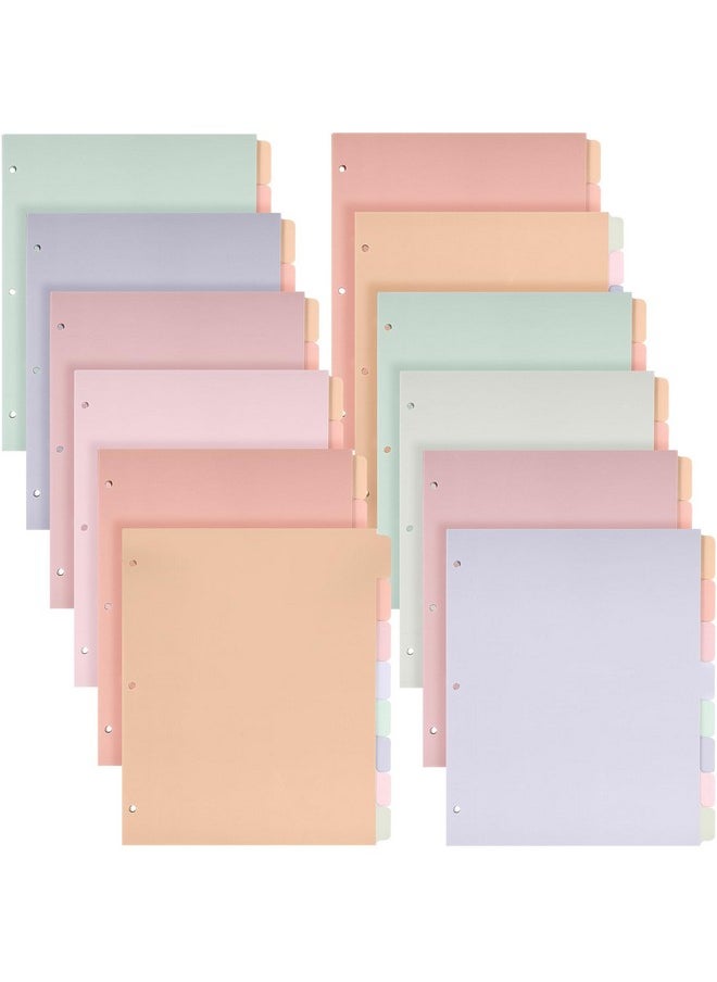Honoson 12 Sets 8 Tab Binder Dividers For 3 Ring Binders 8.5 X 11 Inch Paper Multicolor Dividers With Plastic Film 3 Hole Punched Page Dividers Sturdy Binder Index Dividers For School (Dream Color)  - Image 1