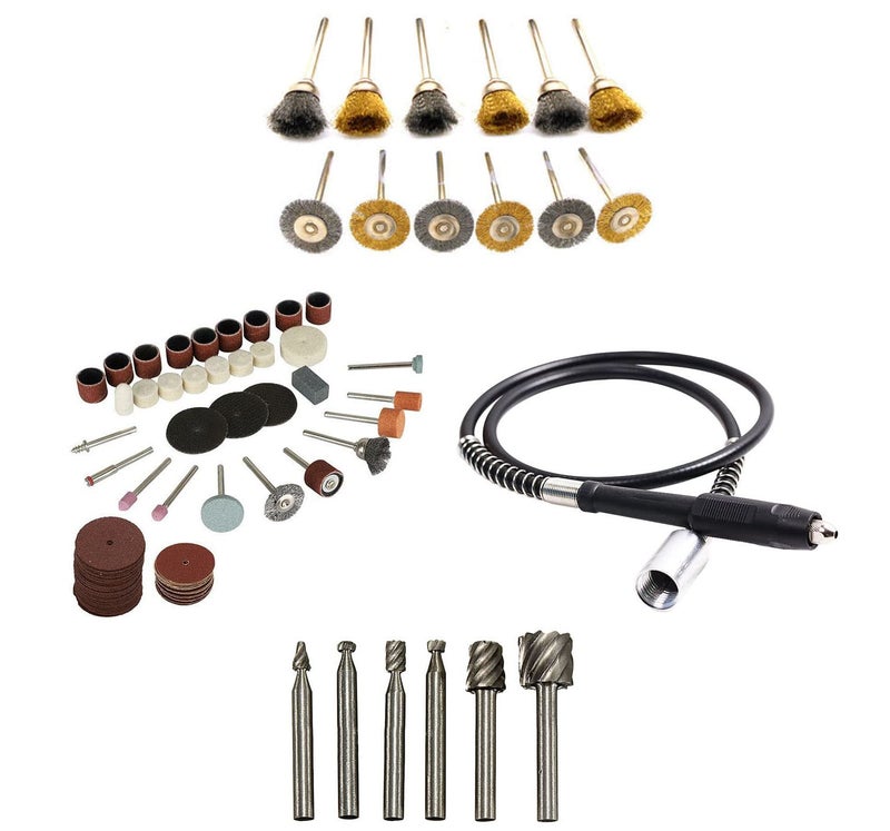 Digital Craft Digital Craft Rotary Tool Accessories Kit Mini Drill Bit Set with 32mm Mandrel in Electric Drill with 105Pc Rotary Tool Set Grinder Shaft 12Pc Wire Brush 6pc HSS Rotary Burs  - Image 1