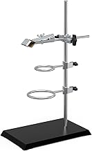 Wisamic Wisamic Chemistry Laboratory Stand Set, with Support Stand (8.3"x5.5"), 2 Retort Rings (Dia. 2.2"/2.6"), Rod (Length  - Image 1