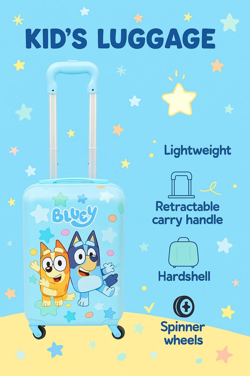 Fast Forward Bluey 20" Hardshell Luggage - Cute & Durable Hard-side Suitcase for Travel with Spinner Wheels 20"x12"x8" - Image 3