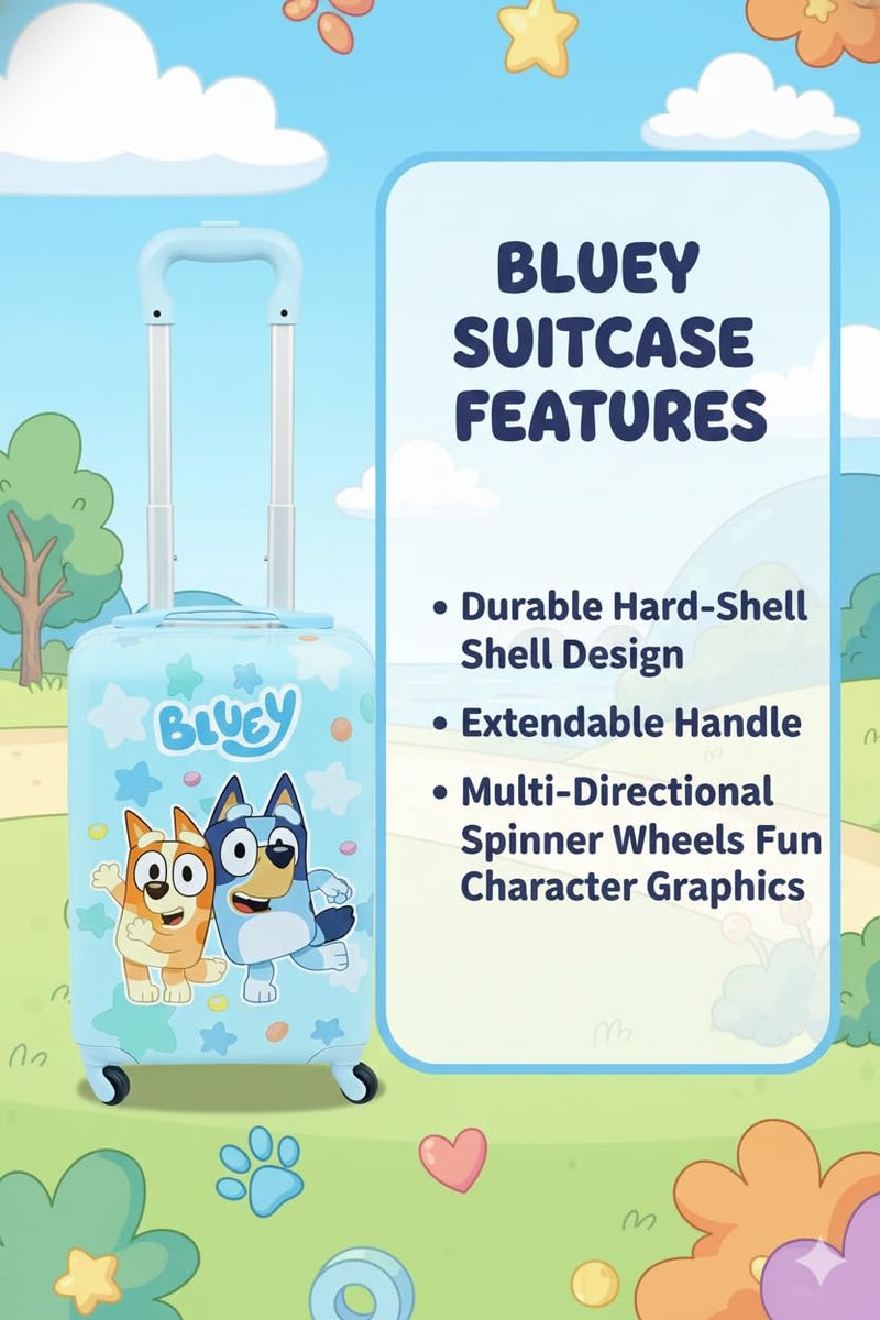 Fast Forward Bluey 20" Hardshell Luggage - Cute & Durable Hard-side Suitcase for Travel with Spinner Wheels 20"x12"x8" - Image 4