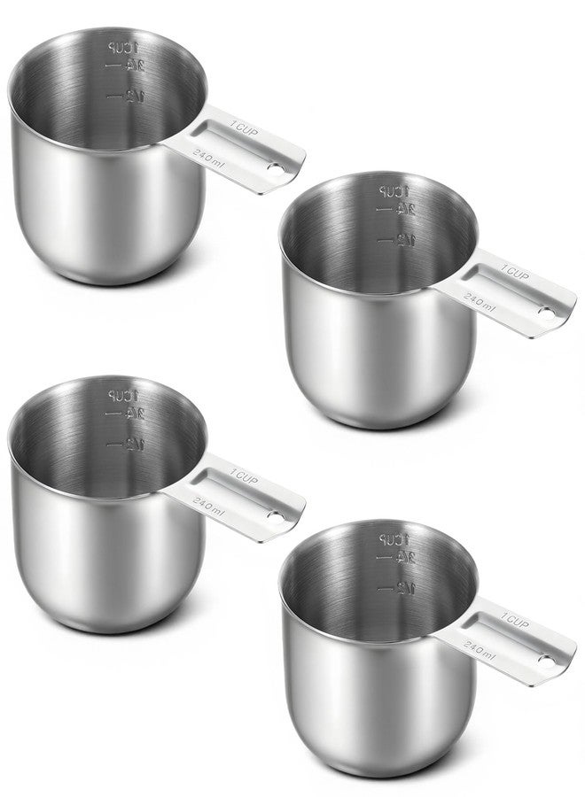 AOZUO 4Pcs 1 Cup 304 Stainless Steel Measuring Cup, 8 oz Metal Measuring Cups with Handle Measurings Spoons Heavy Duty Kitchen Cooking Gadgets Rice Measurings Cups for Wet/Dry Ingredients Baking - Image 1
