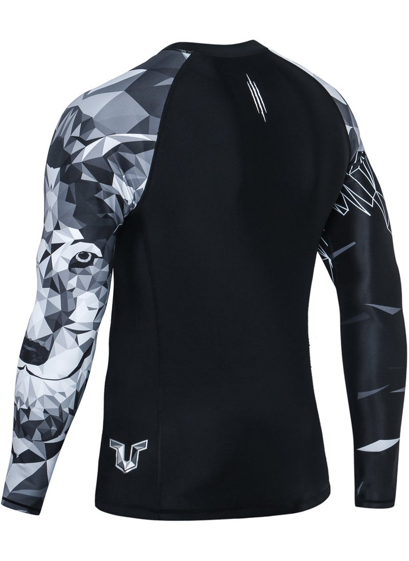 HUGE SPORTS HUGE SPORTS Wildling Series UV Protection Quick Dry Compression Rash Guard (Wolf,XL)  - Image 3