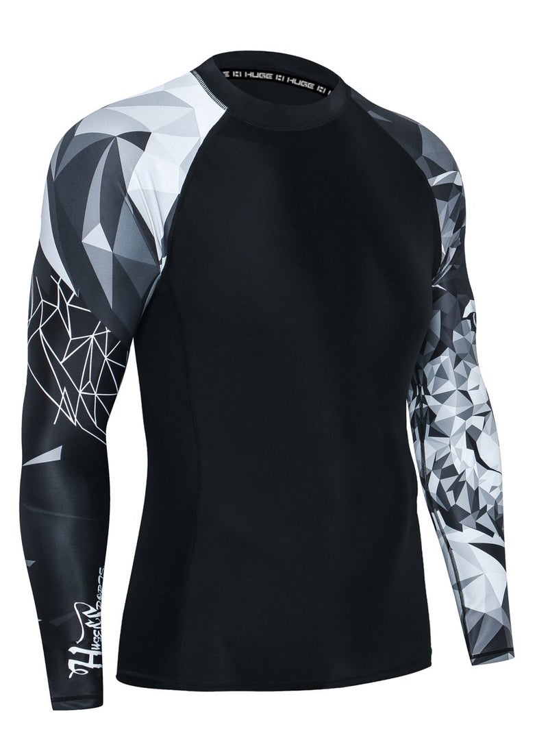 HUGE SPORTS HUGE SPORTS Wildling Series UV Protection Quick Dry Compression Rash Guard (Wolf,XL)  - Image 2