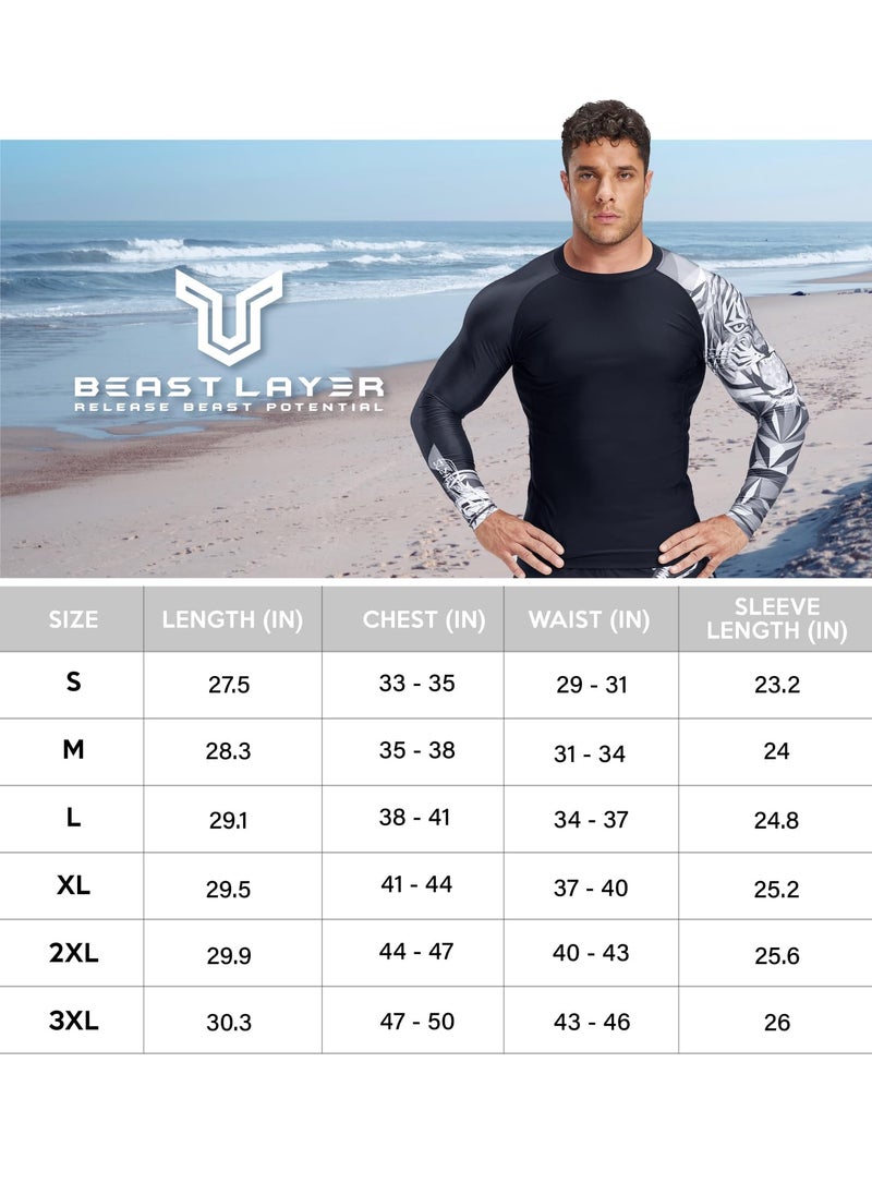 HUGE SPORTS HUGE SPORTS Wildling Series UV Protection Quick Dry Compression Rash Guard (Wolf,XL)  - Image 4
