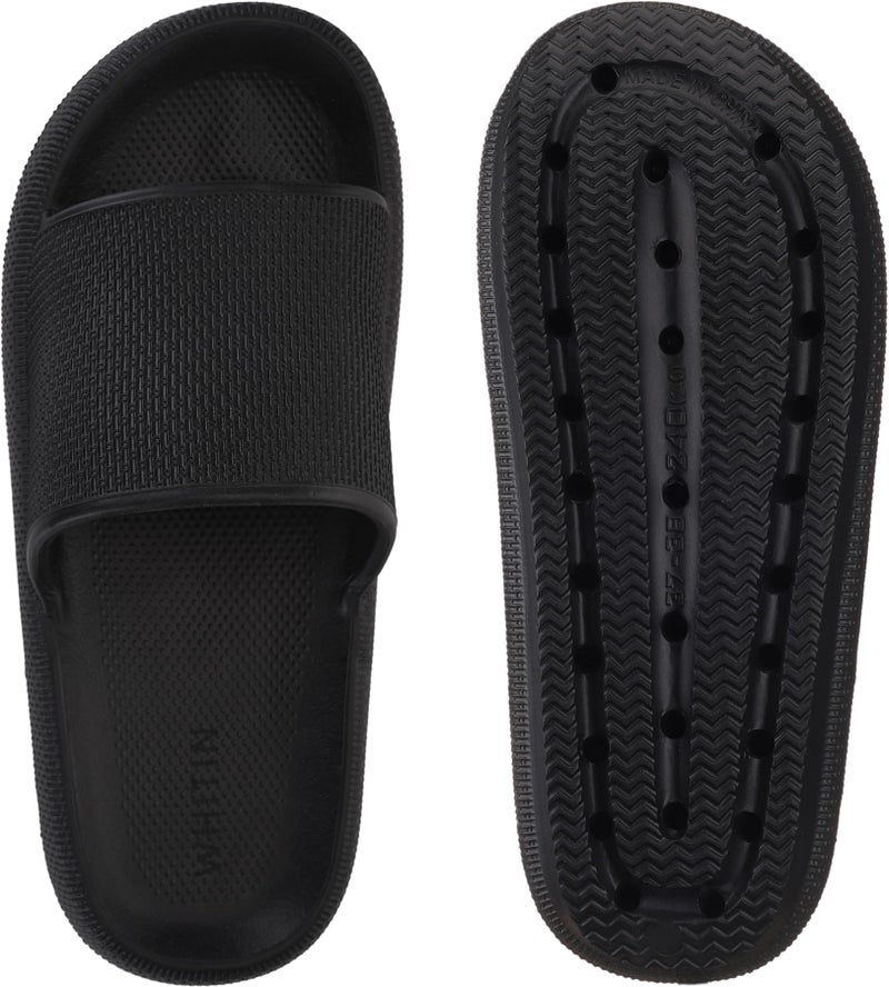 WHITIN Slippers for Women Cushioned Thick Sole Slides Size 6 7 Quick Drying Sandals Ladies Massage Foam Sandalias para Mujer Black 37-38 - Image 5