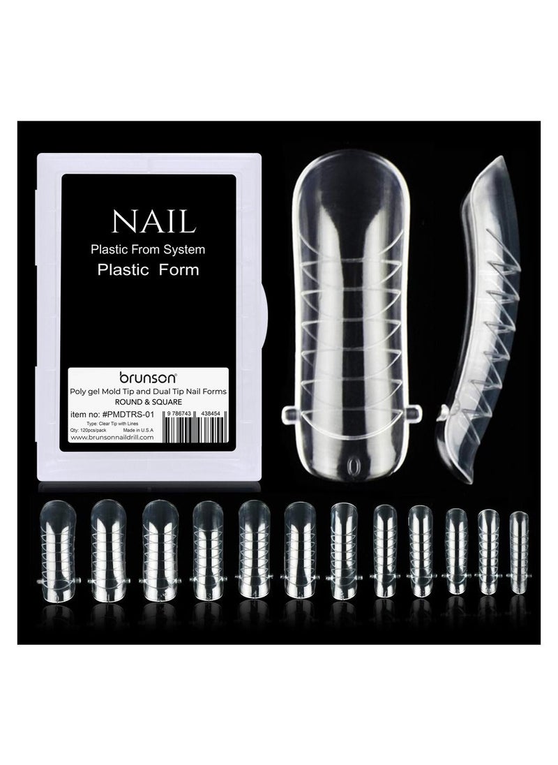 brunson - Dual Nail Forms for Poly Extension Gel Pre-shaped False Tips with Scale 120pcs Manicure Tool for Nail Extensions Mold Nail Tips Acrylic Nails False Nails Manicure Tool - Image 1