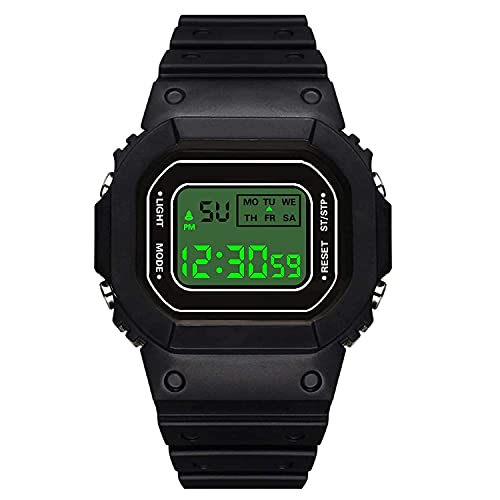SWADESI STUFF Kids Digital Watch with Multi-Color 7-Light Display, Green Dial, Black Rubber Strap, and Day-Date Function - Image 2