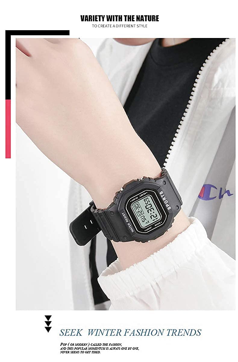 SWADESI STUFF Kids Digital Watch with Multi-Color 7-Light Display, Green Dial, Black Rubber Strap, and Day-Date Function - Image 5