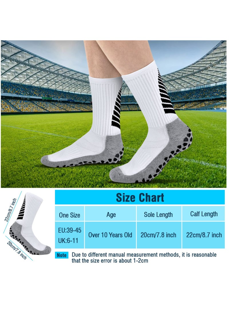 3 Pairs Anti Slip Football Sport Socks Breathable Anti Blister Grip Socks Men Women Non Slip Trainer Socks Cushion Athletic Soccer Socks for Basketball Hiking Walking Running Rugby (White) - Image 2