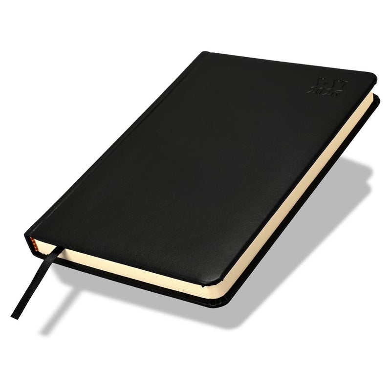 FIS 2026 A5 Diary, 148x210mm, 1 Side Padded Italian PU Cover Materials, Round Corners, 1 Day a Page Format, Arabic/English, 70gsm Italian Ivory Paper, Black Cover-FSDI19AE26BK - Image 1