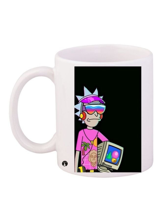 Cartoon Printed Coffee Mug White/Black/Pink 11ounce