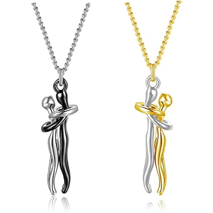rayihni Hugging Necklace Set For Couples ? Love Jewelry With Embracing Design, Romantic Gift For Lovers, Symbolic Of Deep Relationships, Suitable For Women & Men - Image 1