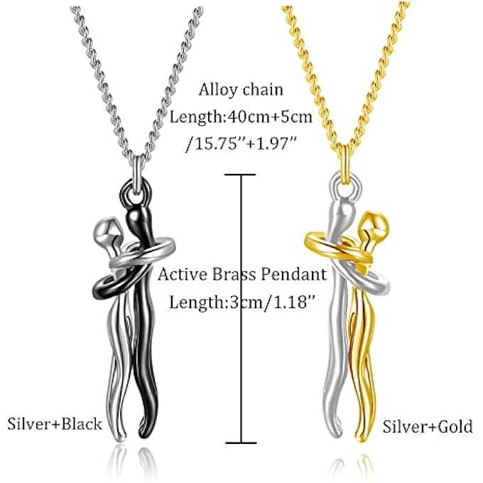 rayihni Hugging Necklace Set For Couples ? Love Jewelry With Embracing Design, Romantic Gift For Lovers, Symbolic Of Deep Relationships, Suitable For Women & Men - Image 4