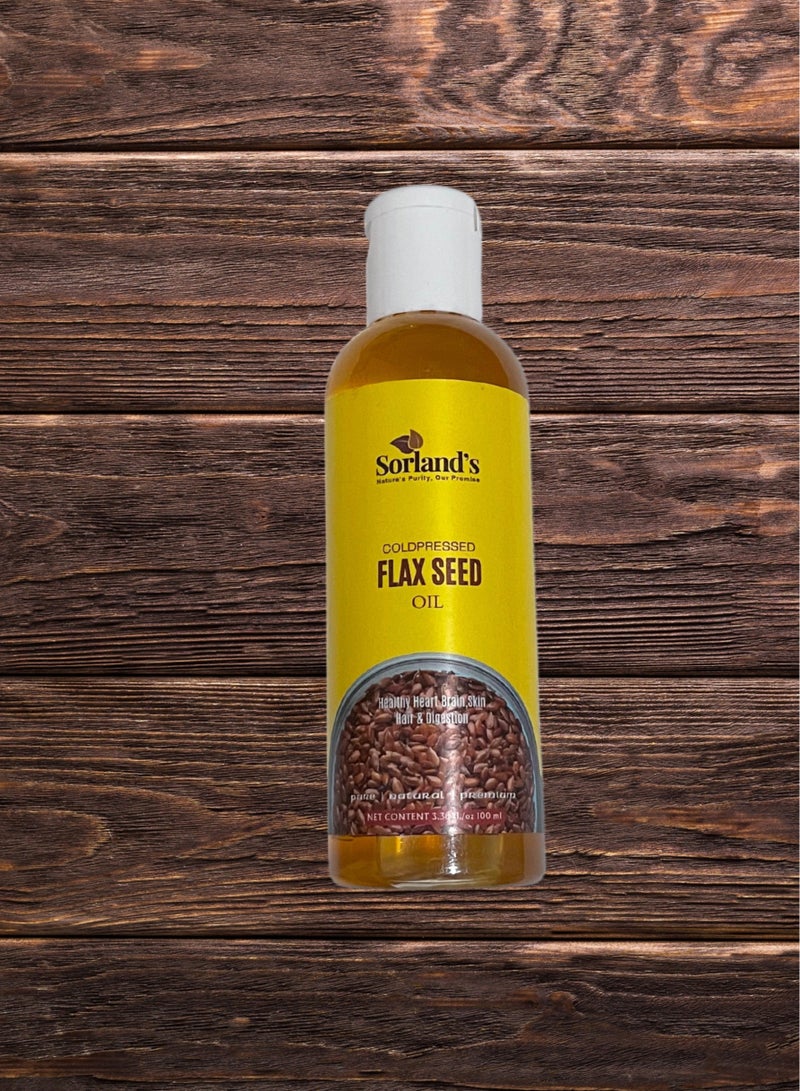 Sorland's زيت بذور الكتان المعصور على البارد - ١٠٠ مل خالٍ من الكائنات المعدلة وراثيًا | خالٍ من المواد المضافة | خالٍ من البارابين | خالٍ من المواد الحافظة | لصحة القلب والدماغ والبشرة والشعر والجهاز الهضمي - Image 1
