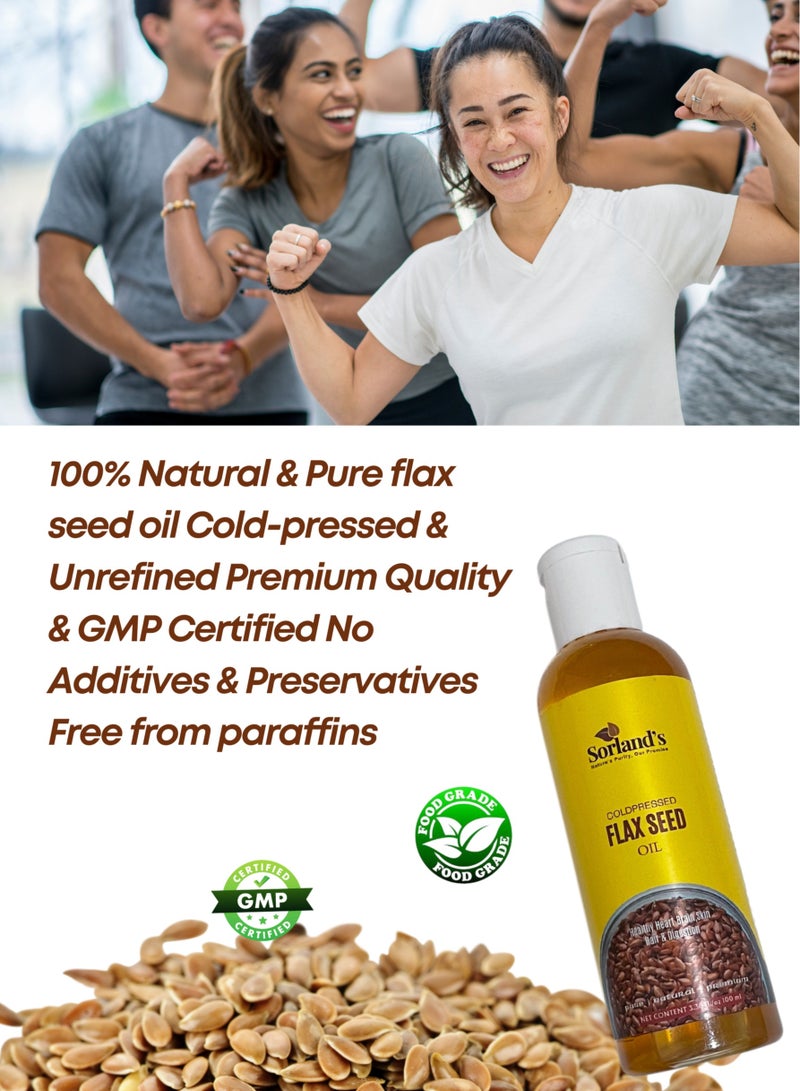 Sorland's زيت بذور الكتان المعصور على البارد - ١٠٠ مل خالٍ من الكائنات المعدلة وراثيًا | خالٍ من المواد المضافة | خالٍ من البارابين | خالٍ من المواد الحافظة | لصحة القلب والدماغ والبشرة والشعر والجهاز الهضمي - Image 2