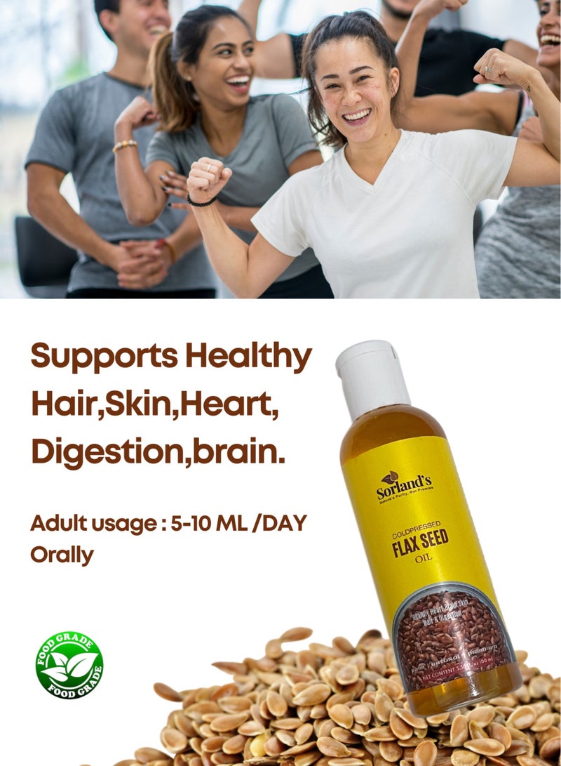 Sorland's زيت بذور الكتان المعصور على البارد - ١٠٠ مل خالٍ من الكائنات المعدلة وراثيًا | خالٍ من المواد المضافة | خالٍ من البارابين | خالٍ من المواد الحافظة | لصحة القلب والدماغ والبشرة والشعر والجهاز الهضمي - Image 3