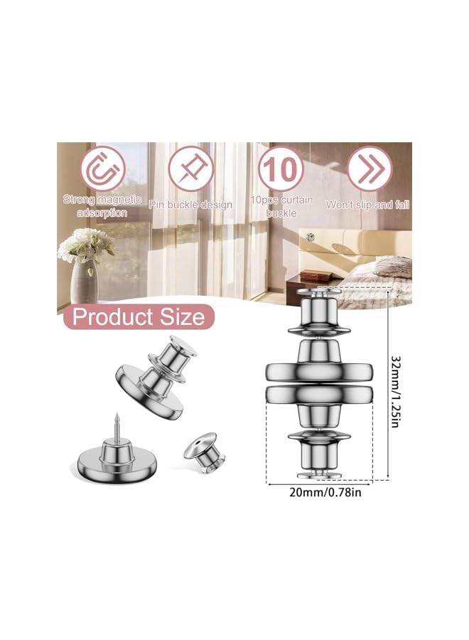 The Bros Curtain Magnets Closure, 10 Pairs Magnetic Curtain Clips, Strong Magnets Curtains Weights for Prevent Light Leaking Keep Curtain Closed for Home Bedroom Office Curtain Draperies  - Image 2
