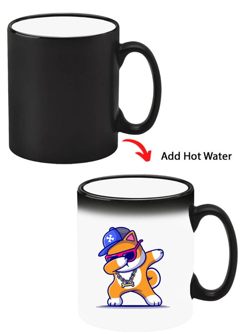 Theodor - Color Changing Heat Sensitive Ceramic Mug, Image Revealed When HOT Liquid is Added! Dog father Beer Lover Black - Image 1