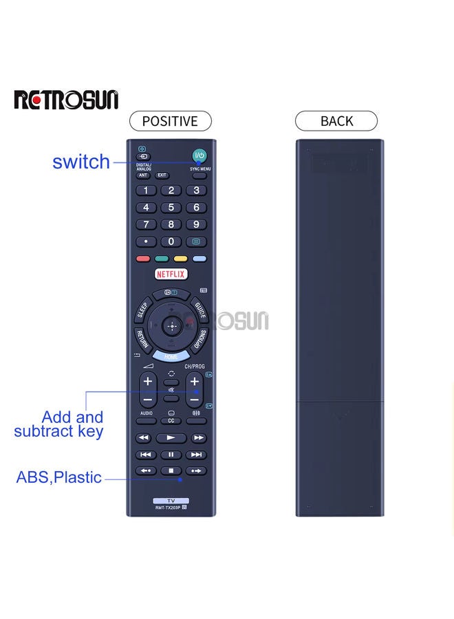 OMETTER RMT-TX203P For Sony Smart LCD TV Remote Control Netflix RMT-TX202P - Image 4