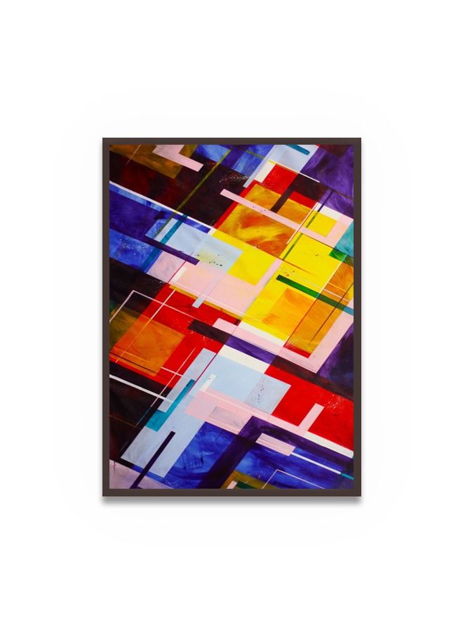 ماركتنا لوحة جدارية قماشية فنية لتزيين الحائط بتصميم تجريدي  مع برواز بني مجوف مقاس (120x80) قطعة واحدة - Image 2