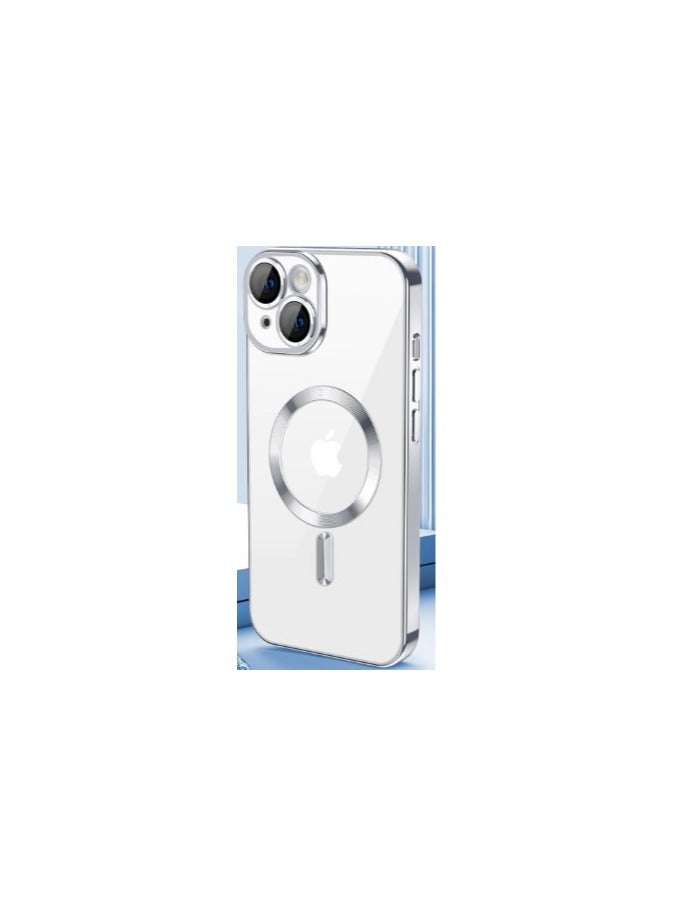 Clear Magnetic Case for iPhone 15 with Full Camera Protection [#1 Strong N56 Magnet] [Military Grade Drop Protection] MagSafe Phone Case for Women, Girls, Men 6.1 Inch Silver 