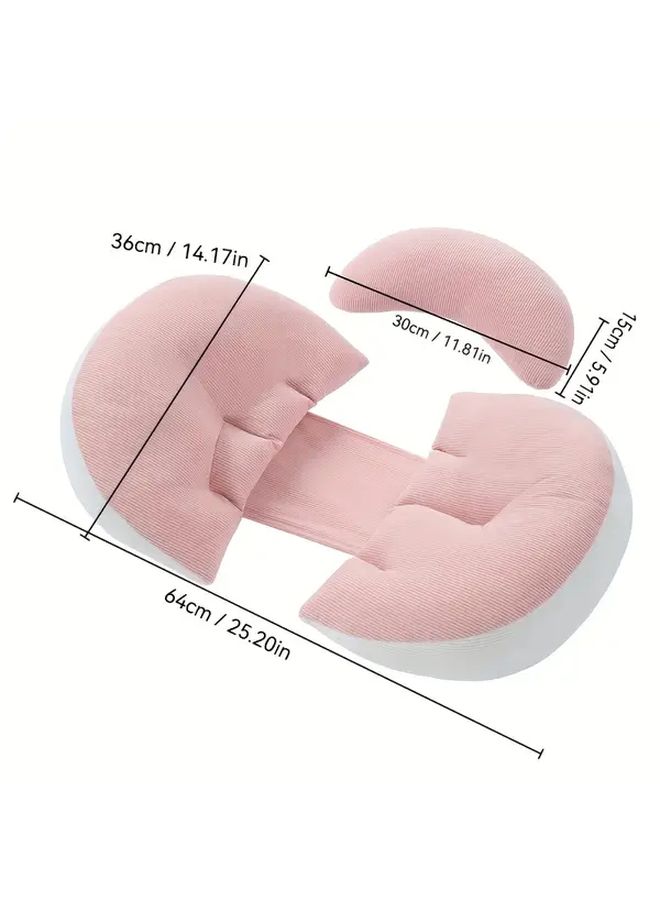 U Shaped Pregnancy Pillow Pink With Auxiliary Pillow For Maternity Back Belly Support - Image 3