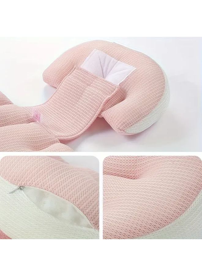 U Shaped Pregnancy Pillow Pink With Auxiliary Pillow For Maternity Back Belly Support - Image 5