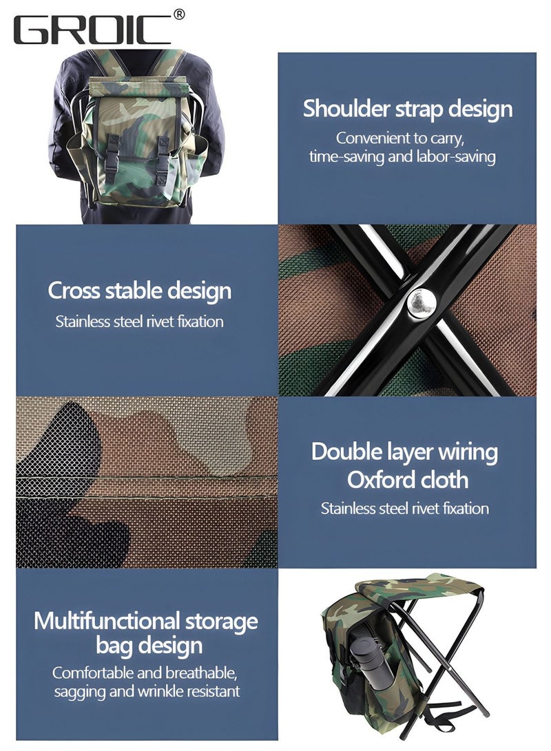 GROIC Folding Camping Chair, Portable Backpack Chair with Fabric Cooler Bag,Portable Folding Seat, Large Capacity Bag,Foldable Fishing Chair  - Image 3