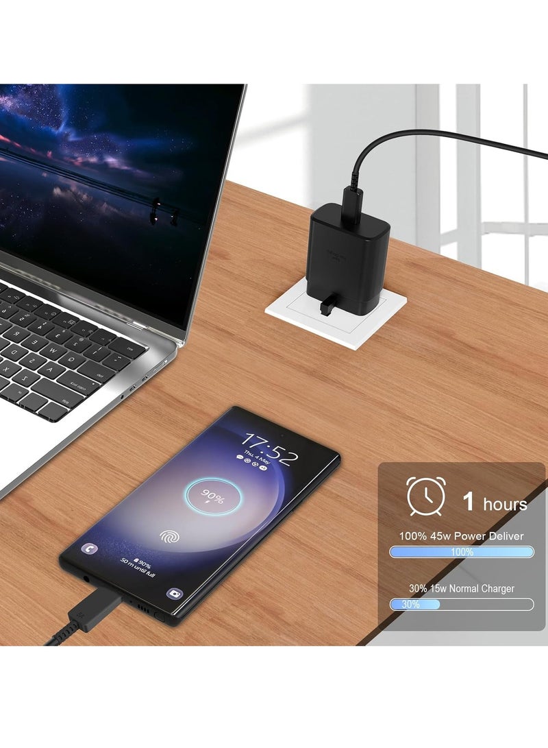 شاحن USB-C فائق السرعة 45 واط جديد لهواتف سامسونج جالاكسي S24/S23 وسلسلة جوجل بيكسل 9 - يتضمن كابل Type-C بطول 6.6 قدم 5A - Image 5