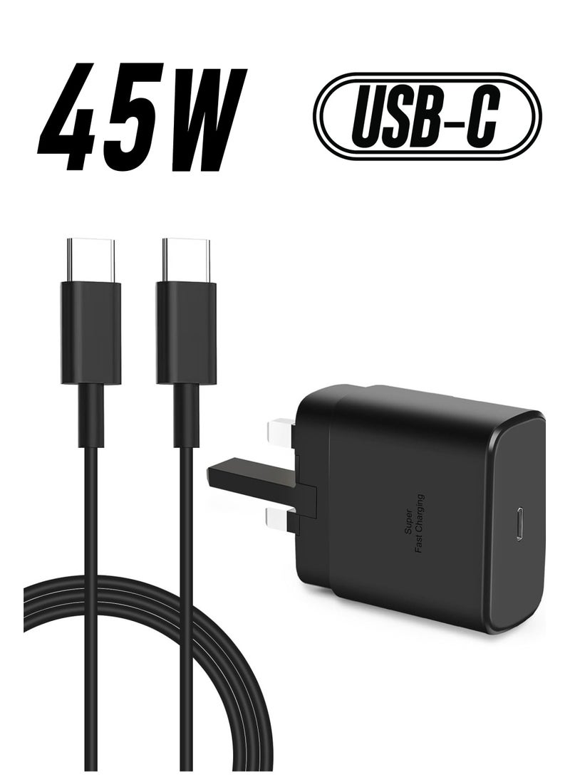شاحن USB-C فائق السرعة 45 واط جديد لهواتف سامسونج جالاكسي S24/S23 وسلسلة جوجل بيكسل 9 - يتضمن كابل Type-C بطول 6.6 قدم 5A - Image 1