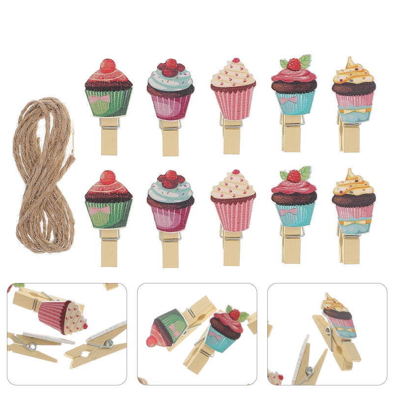 10pcs Lovely Cake Shaped Pegs Photo Clips Note Memo Holder Craft Clips Ornaments for Party DIY - Image 1