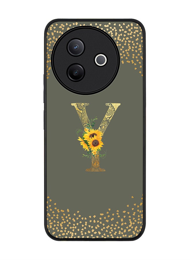 Stylizedd For Vivo Y39 5G / vivo Y300i 5G Case,Slim fit Camera Protection, Shockproof Thin Phone cover  - Custom Floral Monogram - Y  (Olive Green ) - Image 1