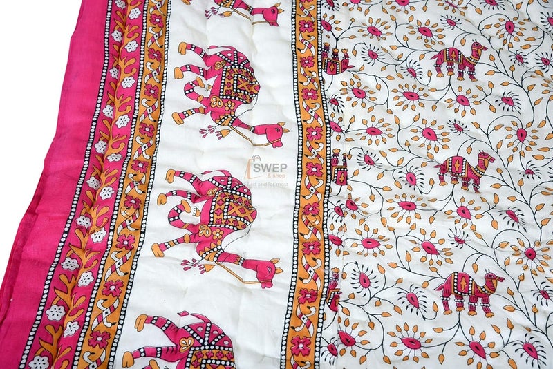 Swep & Shop Swep Shop Rajasthani Traditional Cotton Jaipuri razai ac Blanket Camel Print with Floral Design Single Bed Reversible Both Sided Jaipuri Quilt 55 x 85 inch Pink  - Image 3