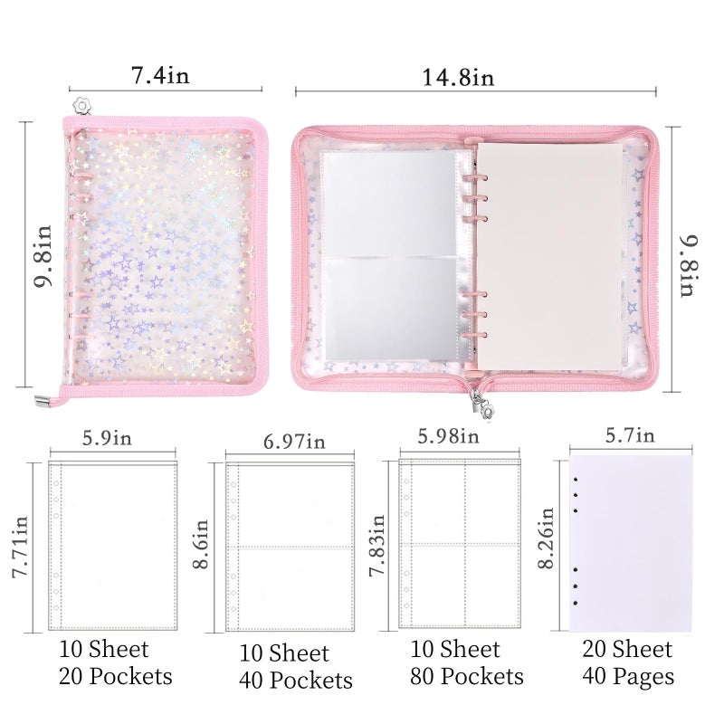 MUDOR 4 in 1 Sticker Storage Organizer, Binder with Storage Sleeves and Release Paper, Reusable Collecting Book Album Holder, A5 Blank Sticker Container Organizer - Image 2