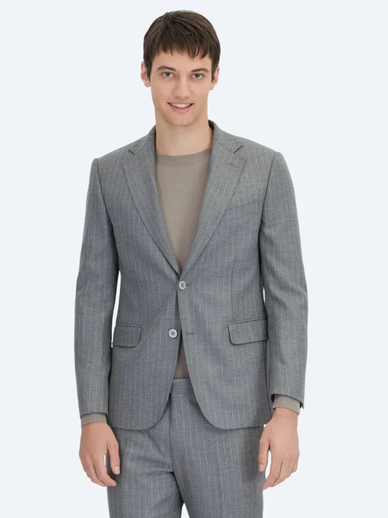 Kip Hard Coal Striped Modern Fit Suit