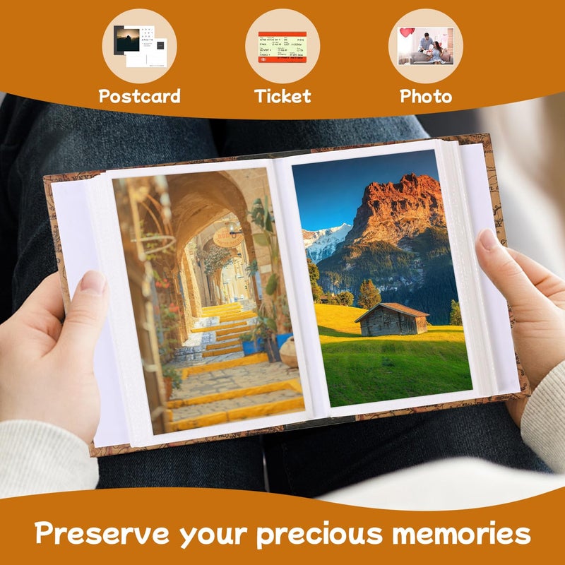 GINCEVHY Adventure Journey Photo Album 4x6, 50 Pockets Hold 100 PIctures Photo Book, Small Mini Hardboard Cover Scrapbook Album for Family Baby Picture Book Couple Gift - Image 5