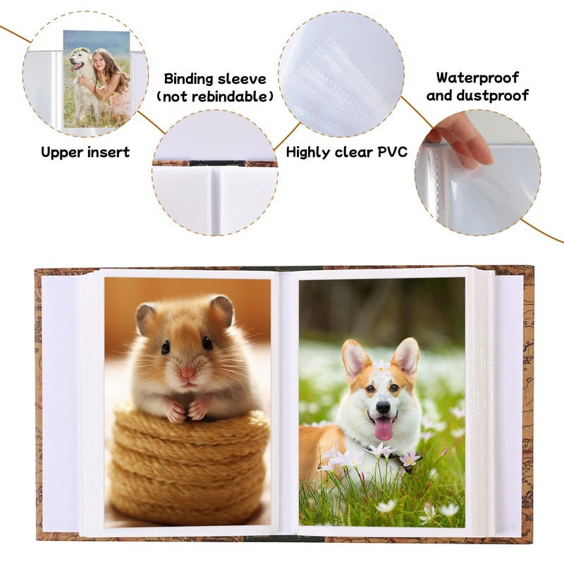 GINCEVHY Adventure Journey Photo Album 4x6, 50 Pockets Hold 100 PIctures Photo Book, Small Mini Hardboard Cover Scrapbook Album for Family Baby Picture Book Couple Gift - Image 4