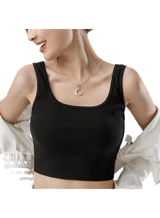 VUELO [no Chest Pad] Square Collar Camisole Women's White Inner Base Shirt Short Slim-fit Outer Wear Summer Thin  - Image 4