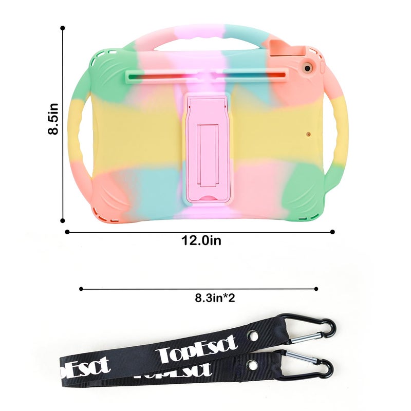 TOPESCT Kids Case for 10.2" iPad 9th/8th/7th Gen - Made of Kid-Friendly Silicone, with Built-in Screen Protector, Shockproof Handle Stand Case for iPad 9/8/7 Gen 10.2 inch (Rainbow) - Image 2