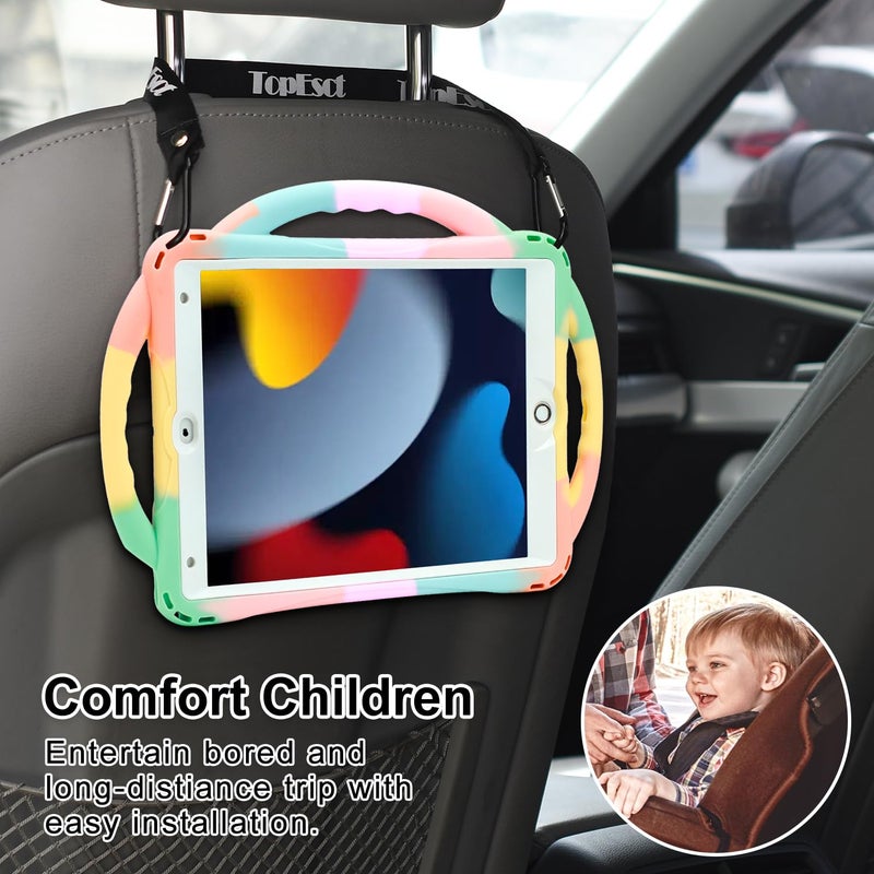 TOPESCT Kids Case for 10.2" iPad 9th/8th/7th Gen - Made of Kid-Friendly Silicone, with Built-in Screen Protector, Shockproof Handle Stand Case for iPad 9/8/7 Gen 10.2 inch (Rainbow) - Image 3