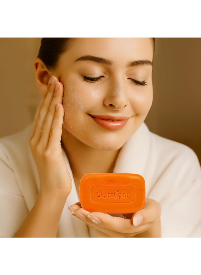 Glutalight Papaya Soap | Glutathione & Papaya Extract | Body Tan Removal Soap | Fades Pigmentation & Dark Spots | Exfoliate Dead Skin Cells | Bathing Soap for Face & Body | Soap For Bath - Pack of 2 - Image 2