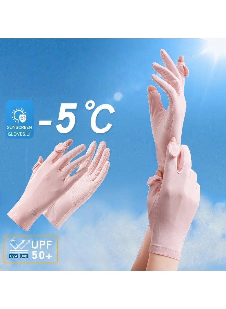 RTYY قفازات نسائية،قفاز سواقة،قلفزات سواقه،قفازات الحماية من الشمس،قفازات صيفية مضادة للانزلاق، مزودة بشاشة لمس كاملة الأصابع، مناسبة للقيادة في الصيف، وركوب السيارات، وصيد الأسماك، ولعب الجولف - Image 2