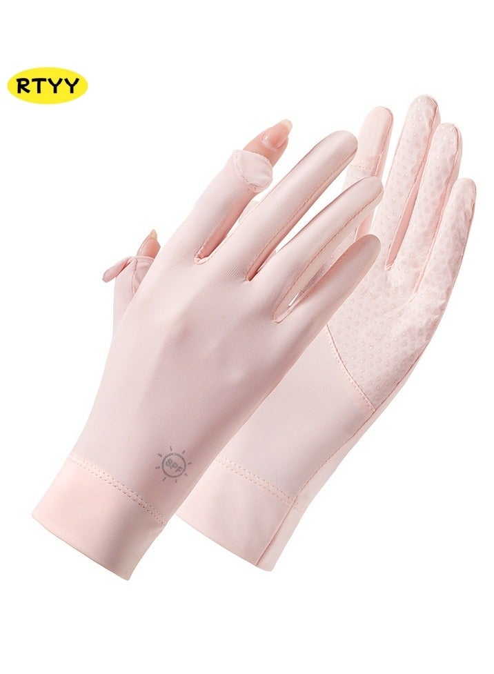 RTYY قفازات نسائية،قفاز سواقة،قلفزات سواقه،قفازات الحماية من الشمس،قفازات صيفية مضادة للانزلاق، مزودة بشاشة لمس كاملة الأصابع، مناسبة للقيادة في الصيف، وركوب السيارات، وصيد الأسماك، ولعب الجولف - Image 1