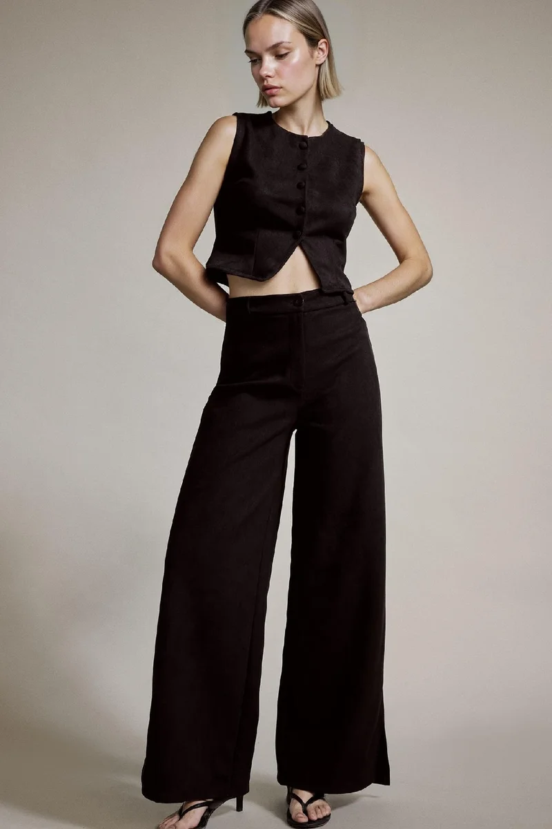 ديفاكتو Wide Leg Suede Trousers