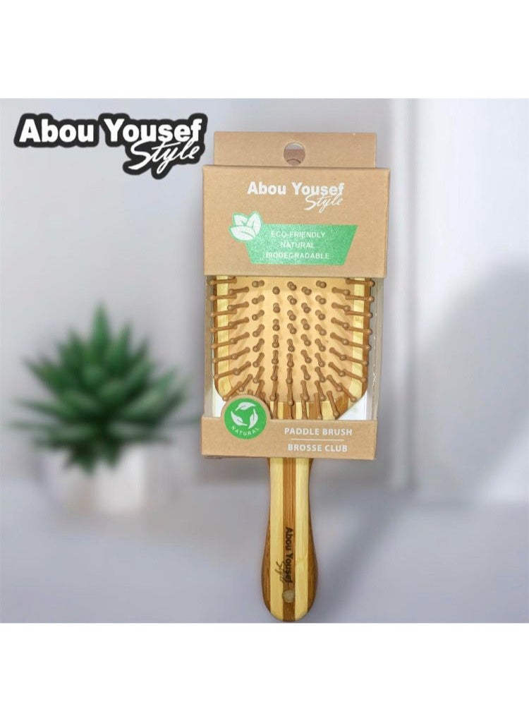 Abou Yousef Style Paddle Hair Brush – Large Size – Natural Bamboo Wood – Scalp Massage & Anti-Breakage. - Image 1