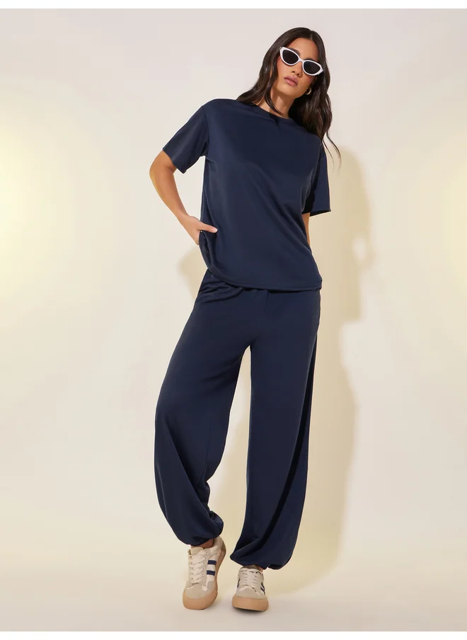 تايك تو Take Two Back Slogan Printed T-Shirt and Joggers Co-Ords