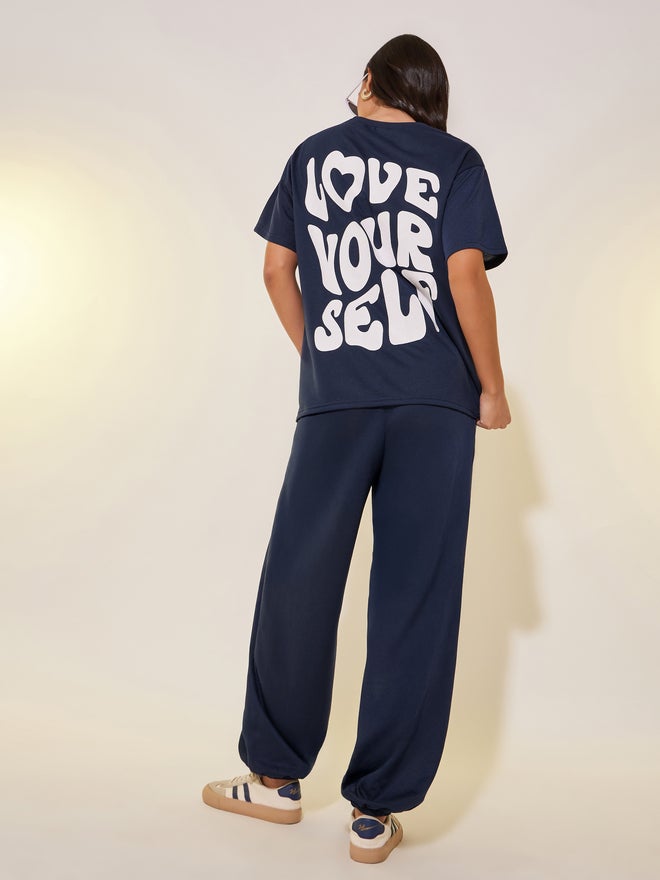 Take Two Back Slogan Printed T-Shirt and Joggers Co-Ords